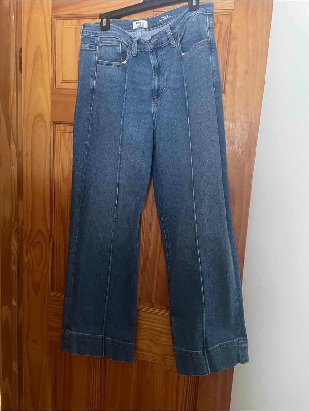 Kensie Kaya High-Rise Wide-Leg Jeans in Medium Blue